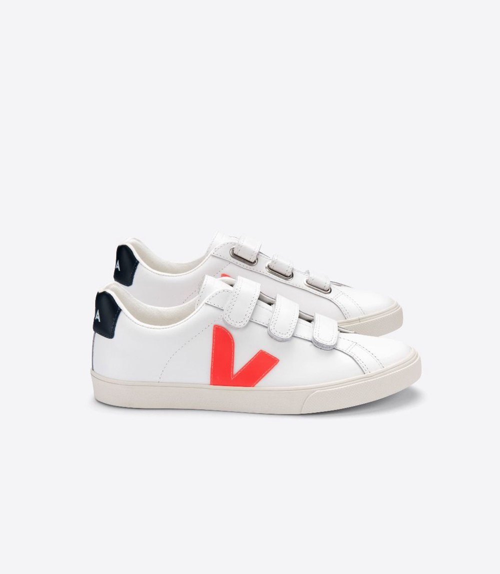 Tenis Veja Hombre - 3-Lock Cuero - Blancos/Naranjas - 865ADLJET